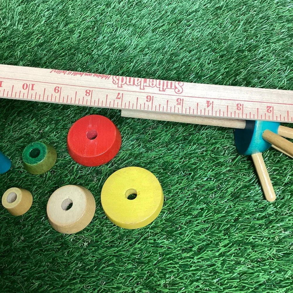 Vintage Wooden Giraffe Stacking Ring Toy